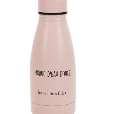 Ideales Geschenk: Mini rosa Wasserflasche "Süßwasserkabeljau"