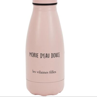 Ideales Geschenk: Mini rosa Wasserflasche "Süßwasserkabeljau"