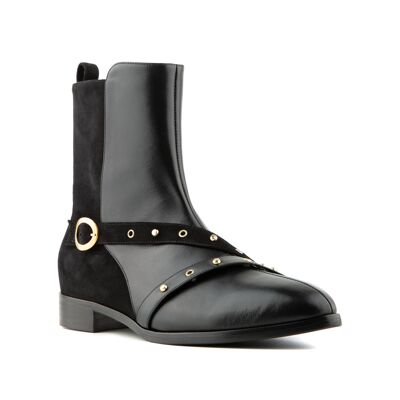 Brenda ankle boot in calfskin and black suede