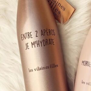 Idéal cadeau : Gourde rose gold irisée "Entre 2 apéros, je m'hydrate"