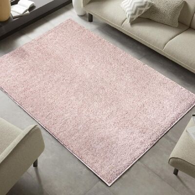 Shaggy plain rug Amelie pink
