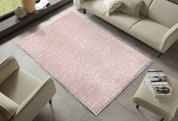 Tapis shaggy uni Amélie rose 1