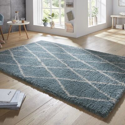 Design Hochflor Teppich Truth Blau Creme