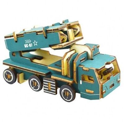 Construction kit Military Transport Vehicle Anti-aircraft guns in wood color