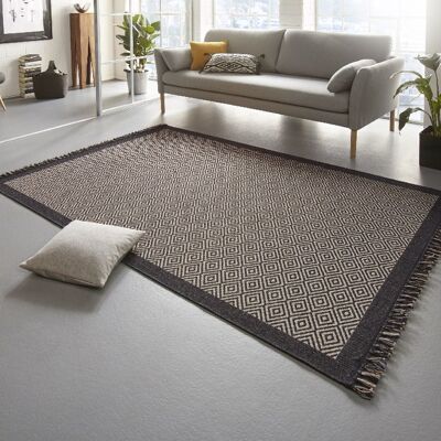 Flat-woven Oslo rug in a natural sisal look with hand-knotted fringes