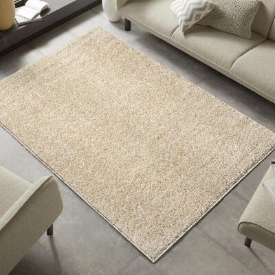 Hochflor Uni Teppich Amelie  Beige