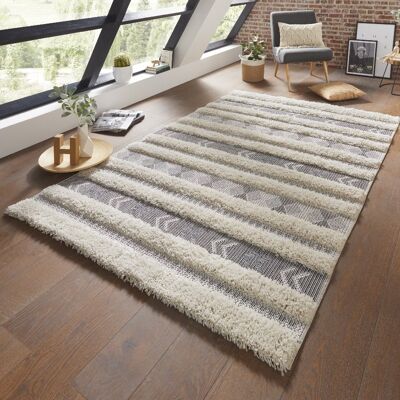 Tapis vintage Taza gris crème