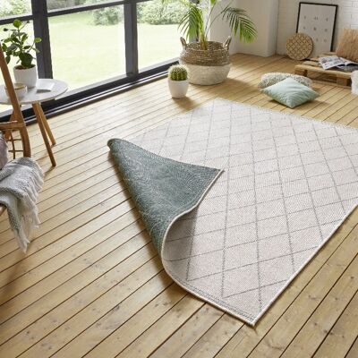 Reversible rug Daisy Green Cream