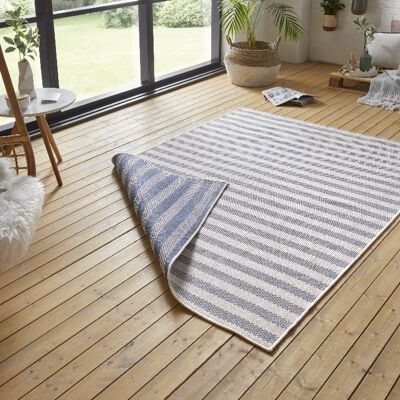 Tapis réversible Delilia bleu crème