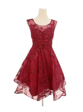 Robe de cérémonie en tulle courte Bordeaux