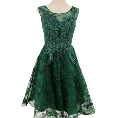 Vestido de ceremonia corto de tul Verde esmeralda