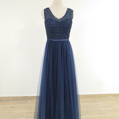 Ceremony dress in navy blue tulle