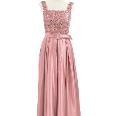 Long rhinestone-style evening dress Pink