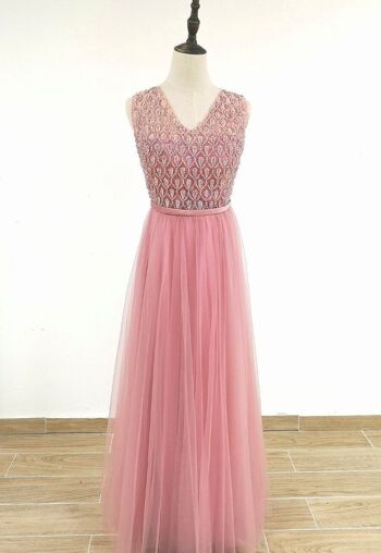 Robe de cérémonie en tulle Rose 1