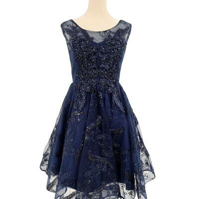 Abito da cerimonia corto in tulle Blu navy