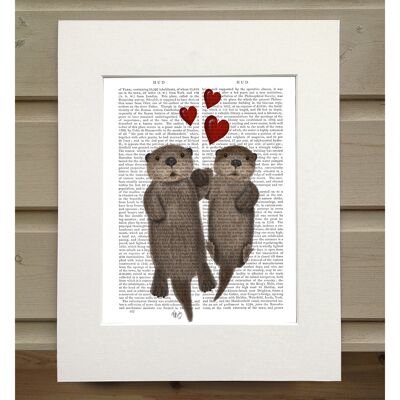 Otters Holding Hands, Book Print, Art Print, Wall Art
