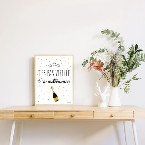Affiche t'es pas vieux t'es millésimé 30x40cm - made in France (sans cadre)