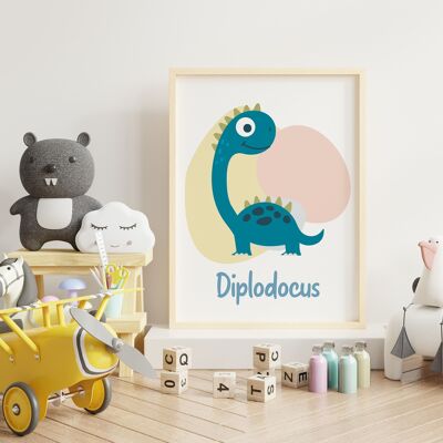 Poster Diplodocus 30x40cm - Made in France (senza cornice)