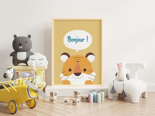 Poster Lion Hello! in 30x40cm - Made in France (sans cadre)