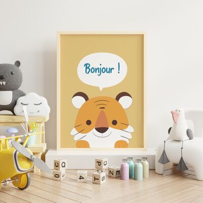 Lion Hello! in 30x40cm - Made in France (unframed)