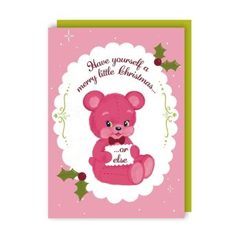 Lot de 6 cartes de Noël ours kitsch 2