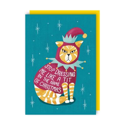 Lot de 6 cartes de Noël Mésange chat