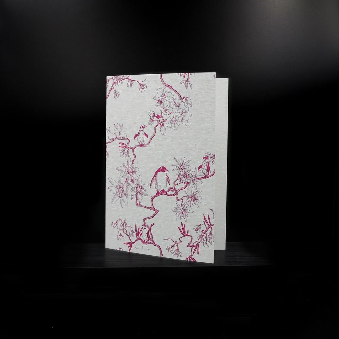 Doppelkarte - Magenta Pinguine