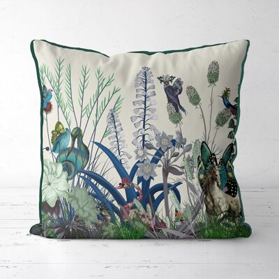 Wildflower Bloom Pillow, Swan, Botanical Print Pillow, Cushion, 45x45cm