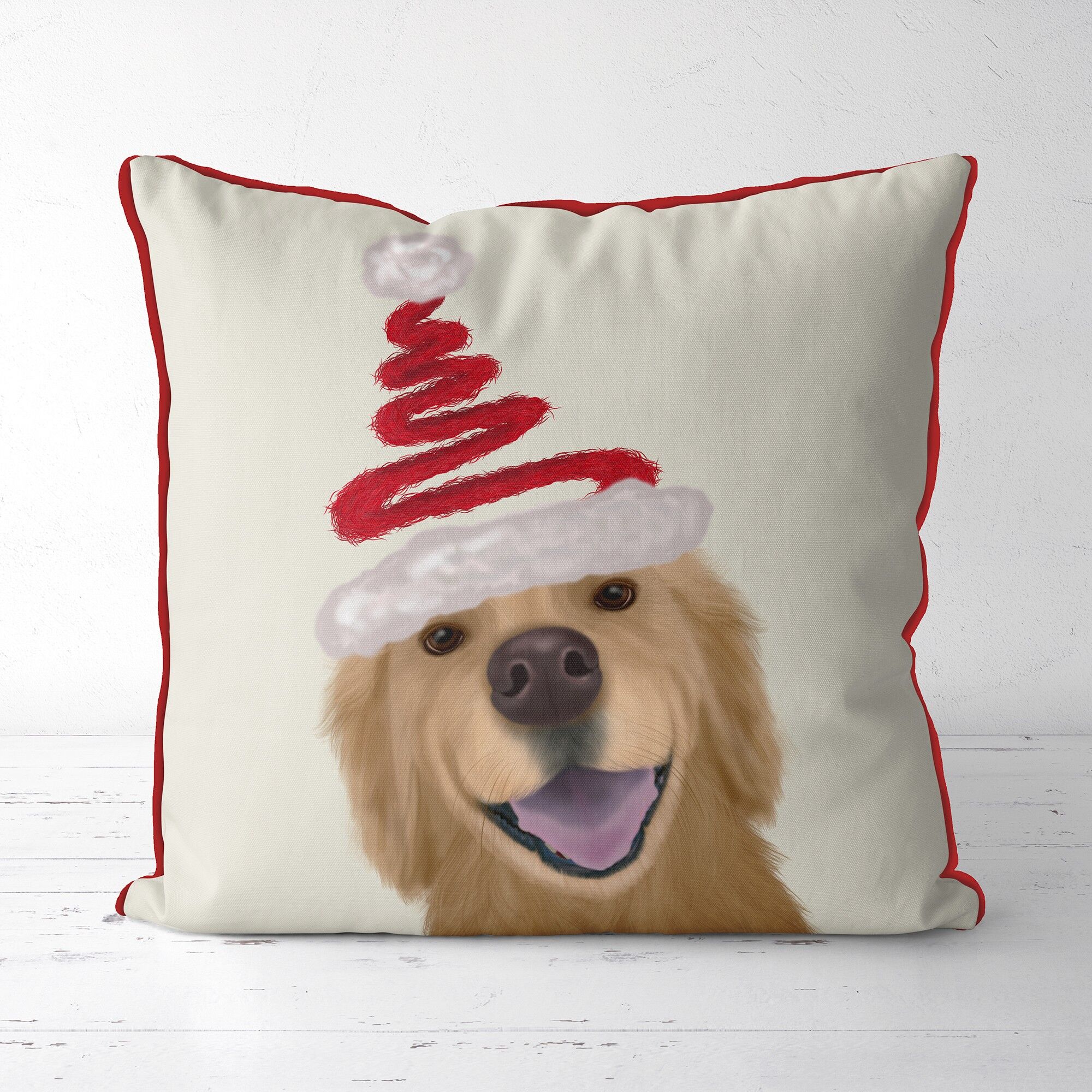 Golden retriever sales christmas pillow