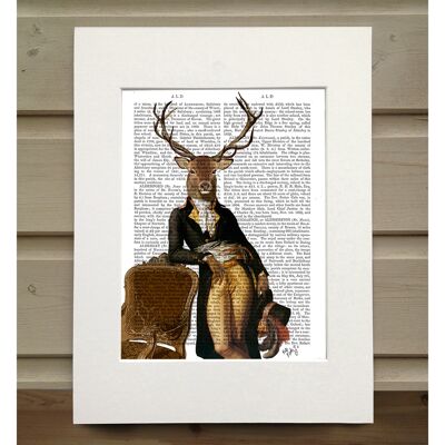 Deer and Chair, Full, Book Print, Art Print, Wall Art
