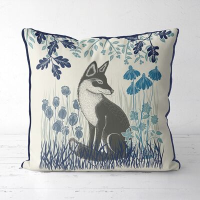 Country Lane Fox 3, Indigo Pillow, Cushion, 45x45cm
