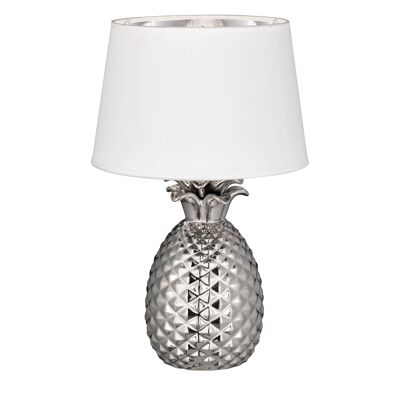 LámparaDE MESA ANANAS CERáMICA PLATA 43CM