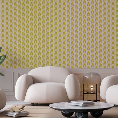 Gisèle wallpaper - Warm sand & Honey yellow