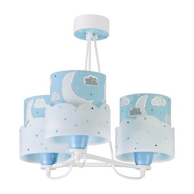 LámparaINFANTIL 3 LUCES MOON E27 AZUL