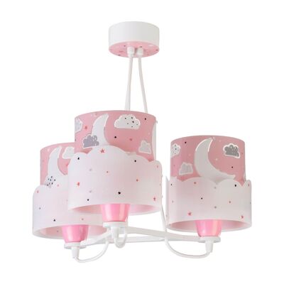 LámparaINFANTIL 3 LUCES MOON E27 ROSA