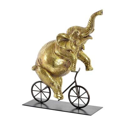 FIGURA RESINA METAL ELEFANTE DORADO