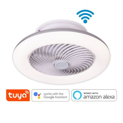 PlafónVENTILADOR LED 40 W REGULABLE WI FI PLATA LIONEL