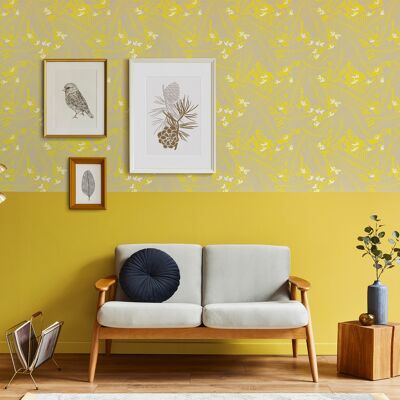 Papel pintado Eva - Arena cálida y amarillo imperial