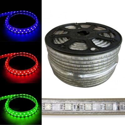 TIRA LED 220V AC 14,4 W 60LEDS 1M RGB IP65