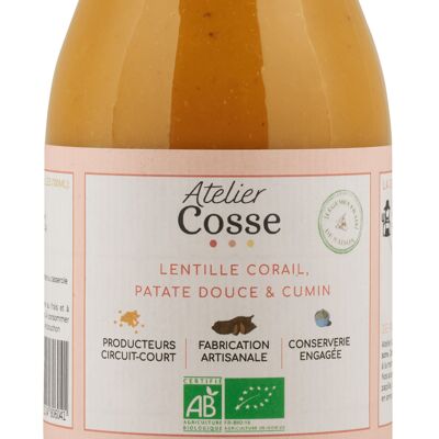 Soupe lentilles corail, patates douces, lait de coco & cumin BIO 0,25L