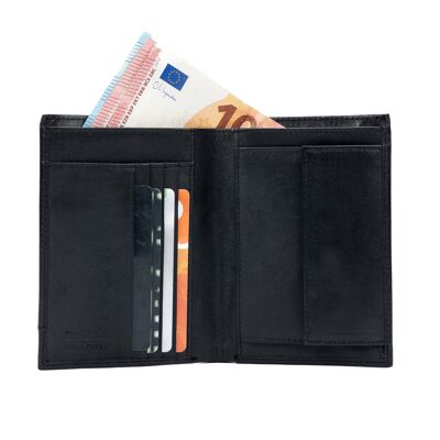 K11027AB | Portefeuille de Poche Homme en Cuir Véritable Col. Noir