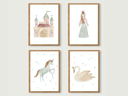 Poster Set A4  "Prinzessin" | Print | Kinderposter | Kunstdruck A4 | Kinderzimmer | Kind | Baby | Illustration | Geschenk
