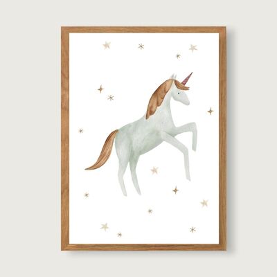 Poster unicorn A4 | printed | Kids Posters | Art Print A4 | Nursery | child | babies | Illustration | Princess | Castle |