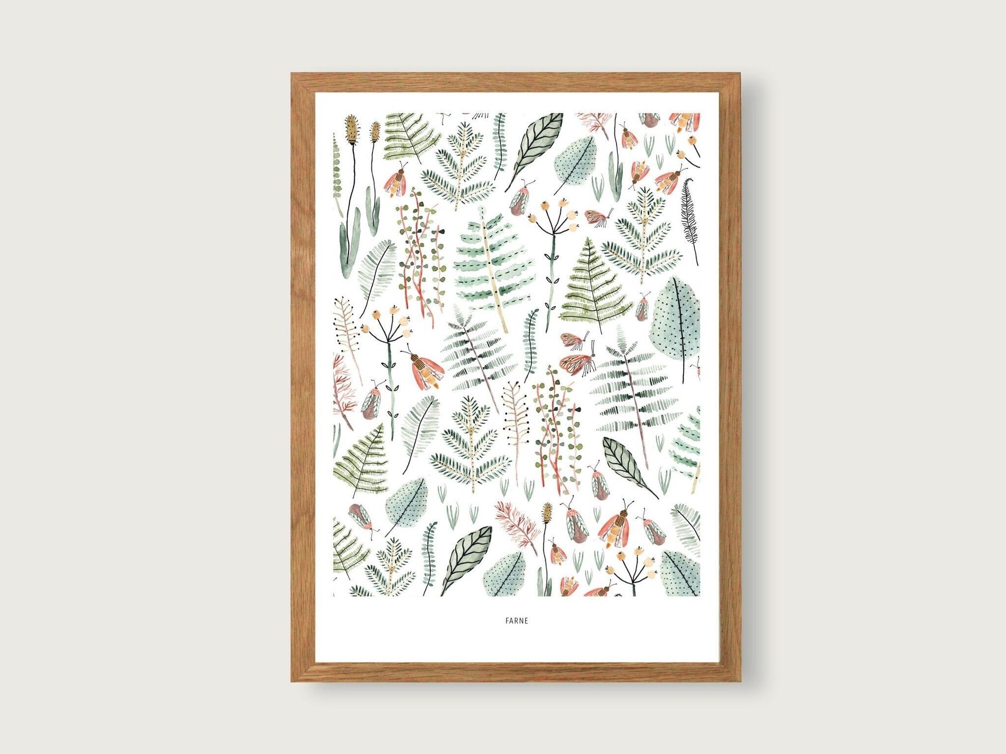 Farne - Print Poster Kunstdruck A4 - botanische Aquarell - Illustration