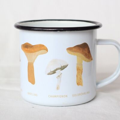 Enamel Cup Mug Edible Mushrooms Nature Watercolor Water Color