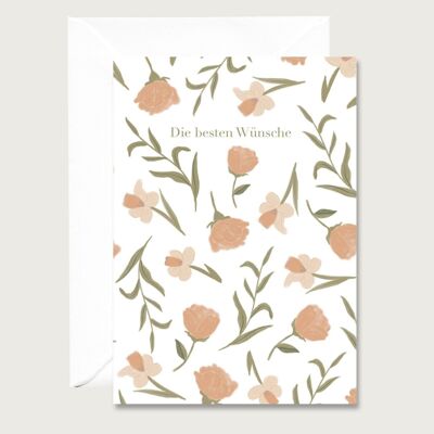 Neutral card "The best wishes - flowers" Mother's Day birthday greeting card folding card HEART & PAPER