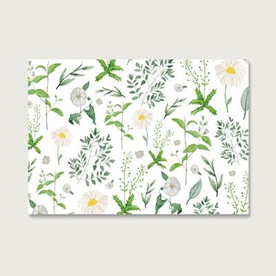 Postkarte | Weiß | Blumen | Collage | Rose | Muster | Blüten | Aquarell | Wasserfarbe | Illustration | Natur