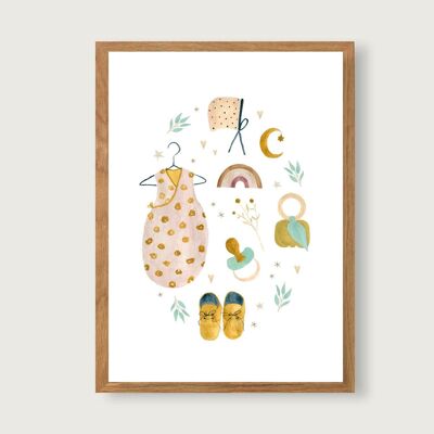 Affiche Bébé A3 | imprimé | Affiches Enfants | impression d'art | Crèche | enfant | bébés | Illustration | cadeau | naissance