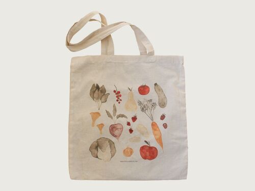 Stofftasche | Jutebeutel | Einkaufstasche | Obst & Gemüse | Shopping | Illustration | Vintage