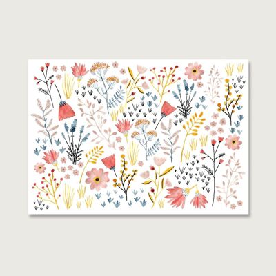 Postkarte | Collage | Blumen | Blüten | Aquarell | Wasserfarbe | Illustration | Natur